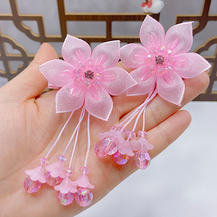 汉服头饰女儿童古装发夹女童中国风蝴蝶结发卡发饰夏款假发辫配饰