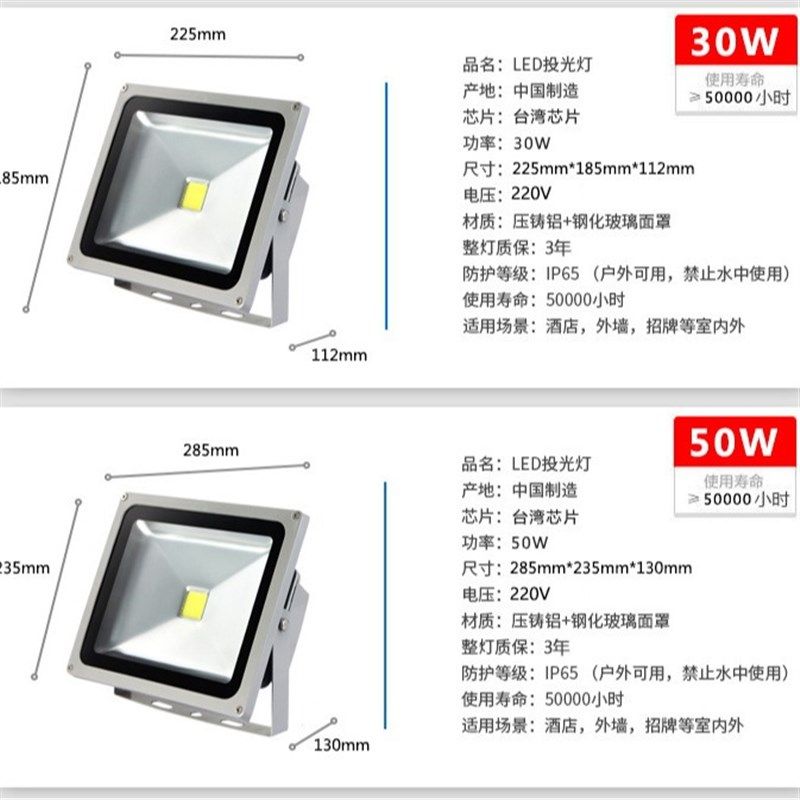 LED投光灯户外防水射灯室外工地照明景观50W100W广告牌球场草工厂,家装灯饰光源,其它灯具灯饰,淘宝优惠券,粉丝福利购,淘宝优惠卷