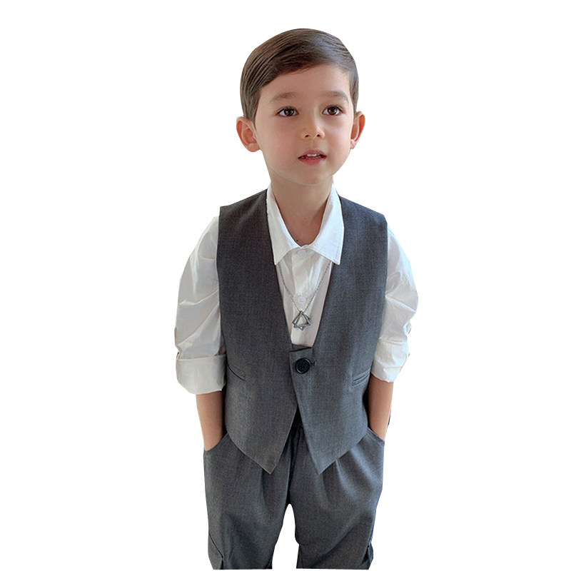 男童礼服秋冬休闲马甲儿童西装套装洋气英伦风婚礼花童小主持走秀