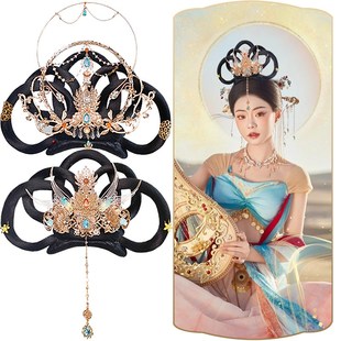 古装汉服敦煌飞天头饰一体式舞蹈演出假发配饰古风仙女头饰套装