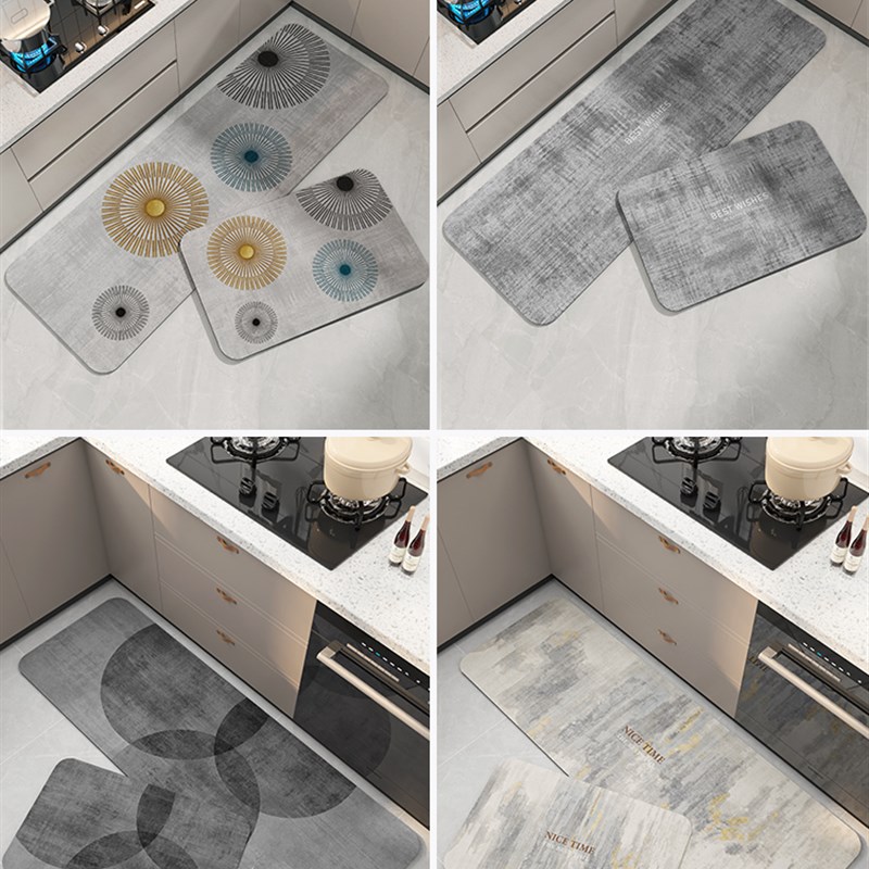 厨房地垫防滑防油硅藻泥吸水吸油垫防脏l形脚垫可擦免洗长条地毯