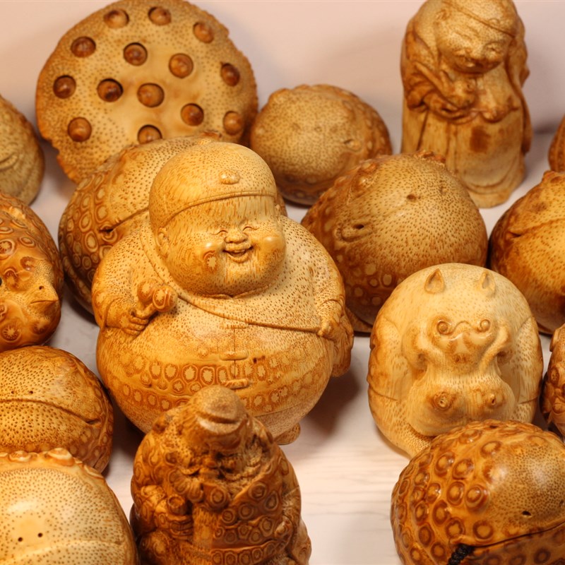 竹根雕文玩金蟾手把件人物竹雕满钉蟾蜍工艺品纯手工雕刻盘玩小件