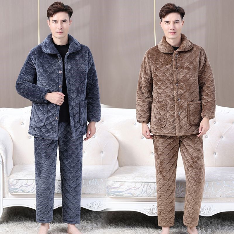 老人睡衣男三层夹棉珊瑚绒中老年冬季加厚加绒爸爸保暖套装家居服,男装,休闲运动套装,淘宝优惠券,粉丝福利购,淘宝优惠卷