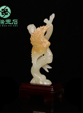 祥瑞玉器天然玉石鹦鹉摆件客厅酒柜书房摆设办公室装饰工艺品