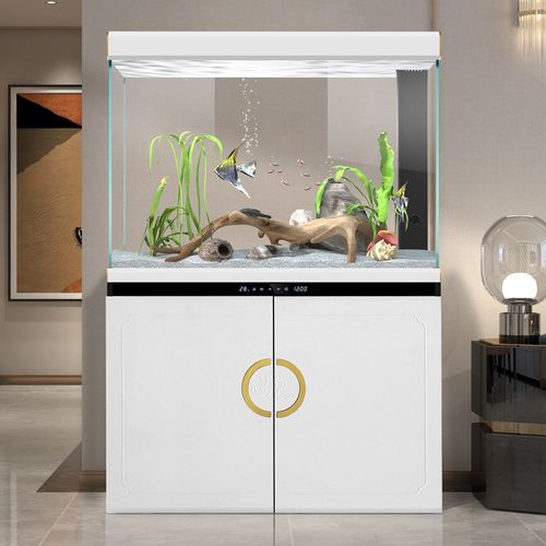 迪顺鱼缸客厅中型家用落地底滤生态鱼缸超白玻璃水族箱新款金鱼缸