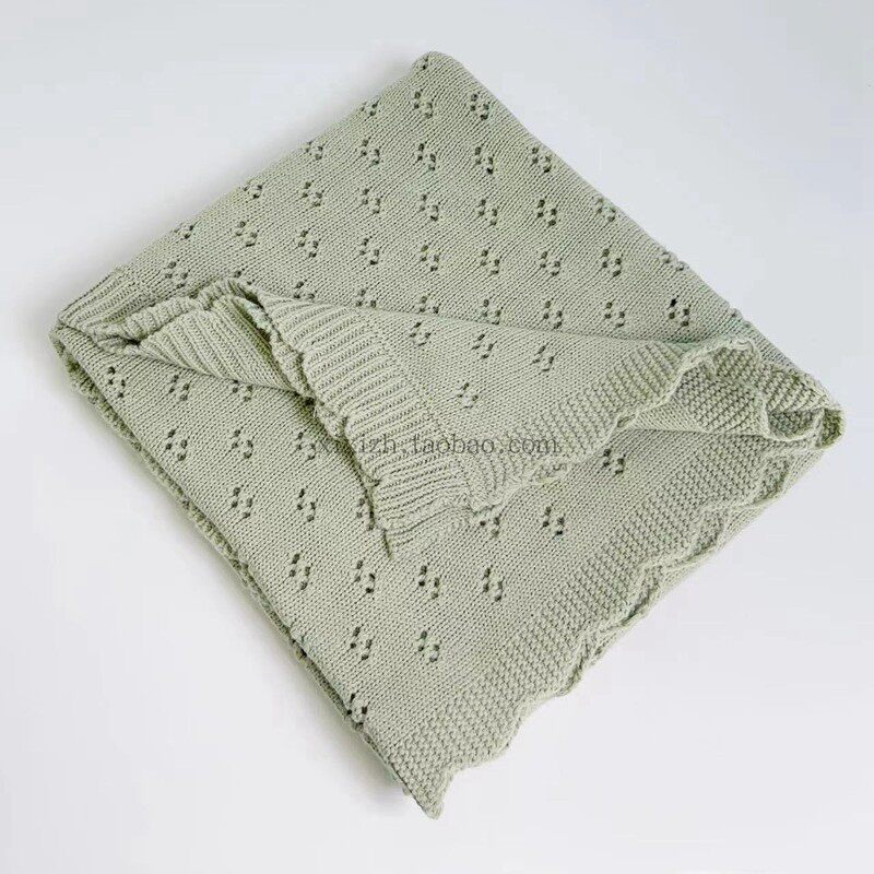 纯棉针织新生婴儿镂空毯抱被春夏秋午睡毯外出汽车后座盖毯儿童毯