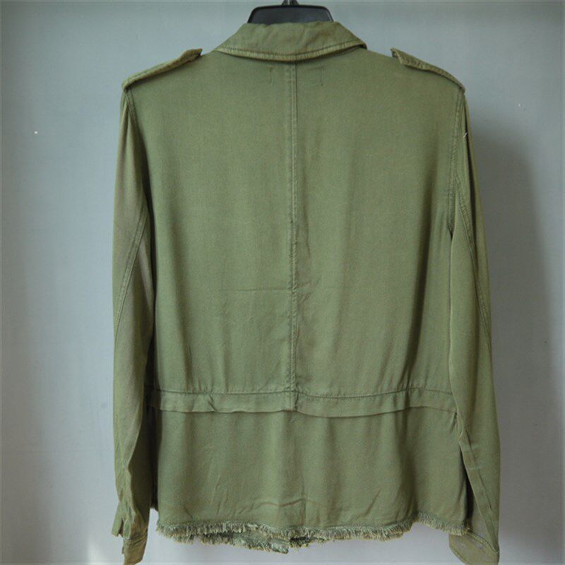 春秋装休闲多袋长袖上衣人棉外套肩章小翻领水洗做旧防晒