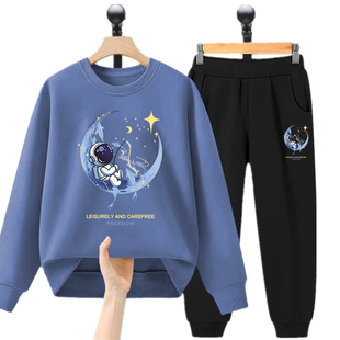 男童卫衣套装2023秋冬新款儿童加绒上衣中大童宽松冬装保暖童装潮