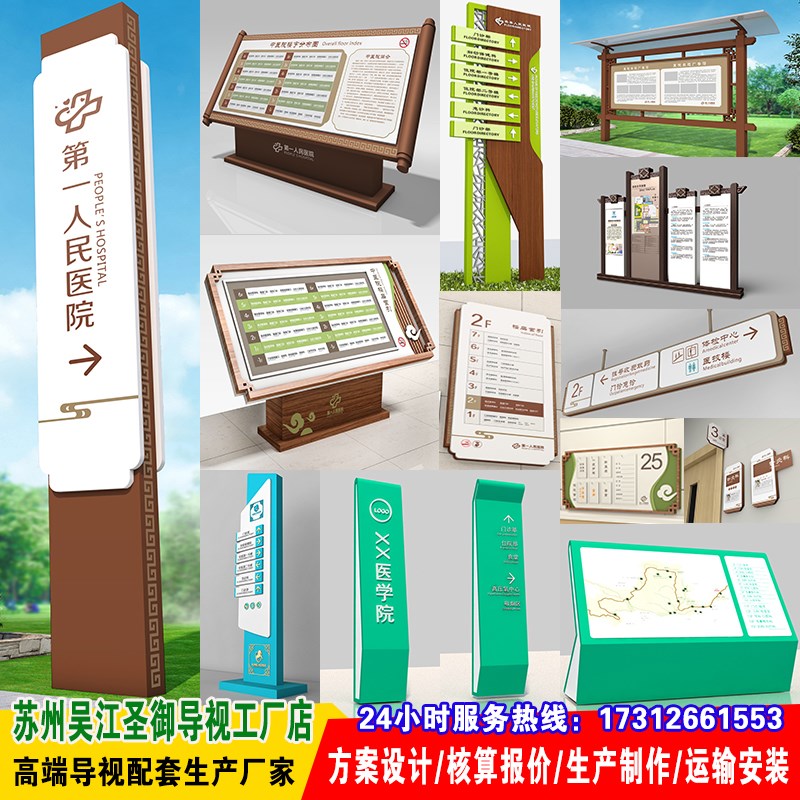 中医院导览导视牌户外停车场指示牌导示标识楼层索引图导向指路牌