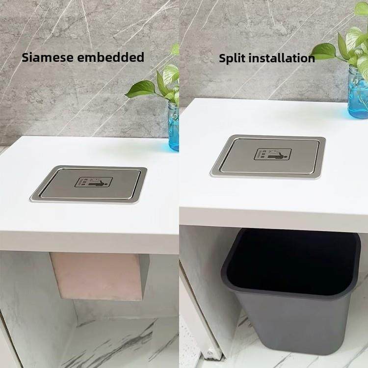 方形内嵌式不锈钢垃圾桶厨房台面内嵌式垃圾桶翻转式圆形隐藏式清,家装主材,厨用垃圾桶,淘宝优惠券,粉丝福利购,淘宝优惠卷