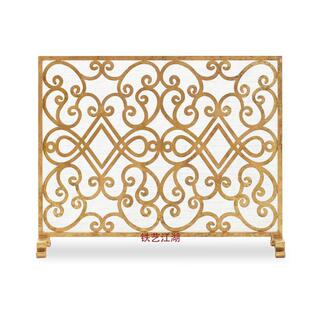 欧式新古典铁艺落地家用防烫壁炉隔断屏风雕花镂空新品火炉围栏