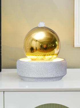 现代简约风水轮球流水喷泉摆件循环水客厅办公桌面招财生财装饰品