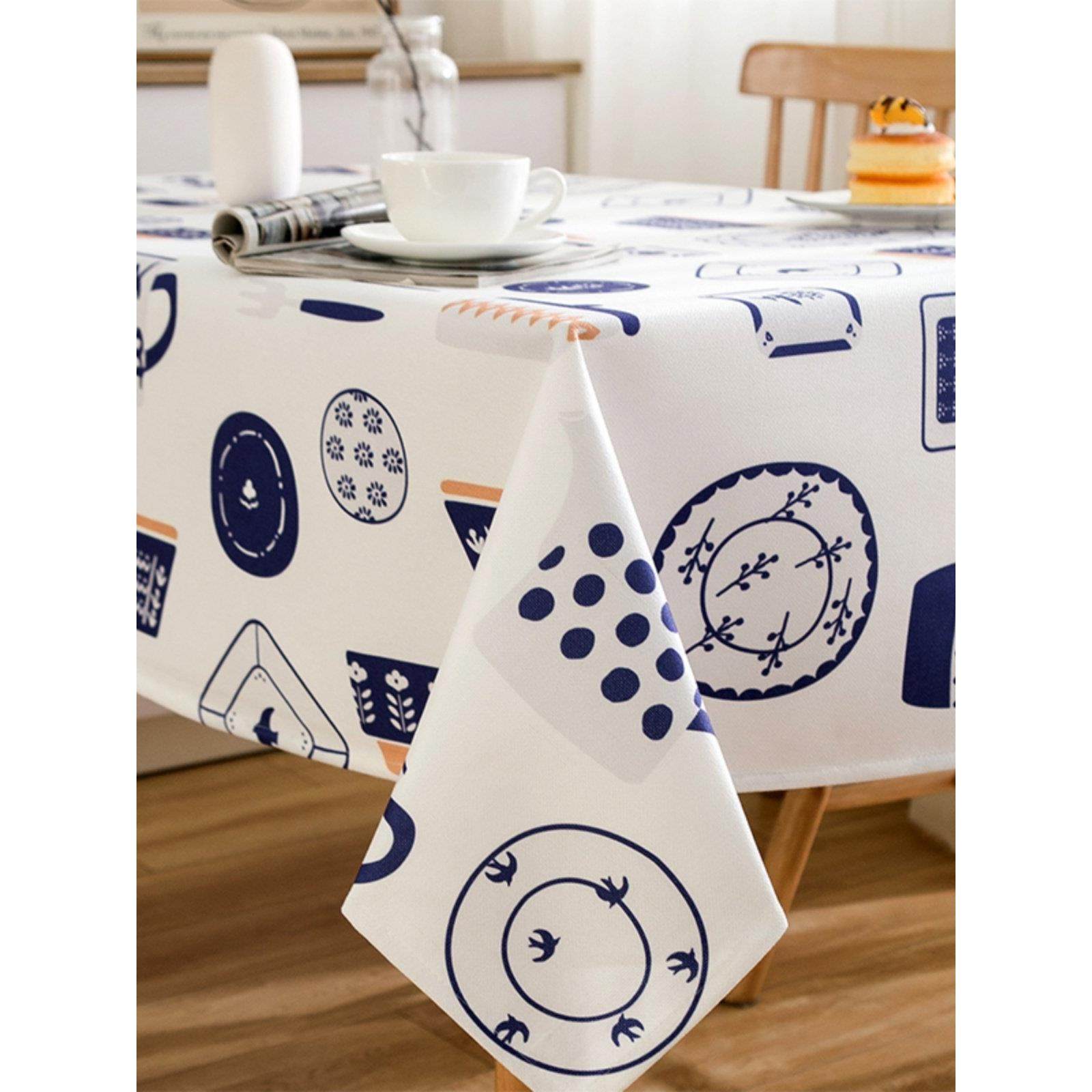 2022欧式花棉麻混纺防水时尚圆形桌布方形咖啡桌客厅餐桌桌布