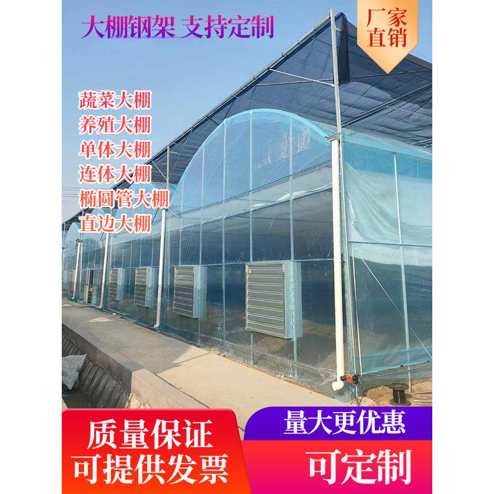 大棚钢管骨架玻璃连栋温室蔬菜种养殖大棚全套热镀锌椭圆牛羊猪舍