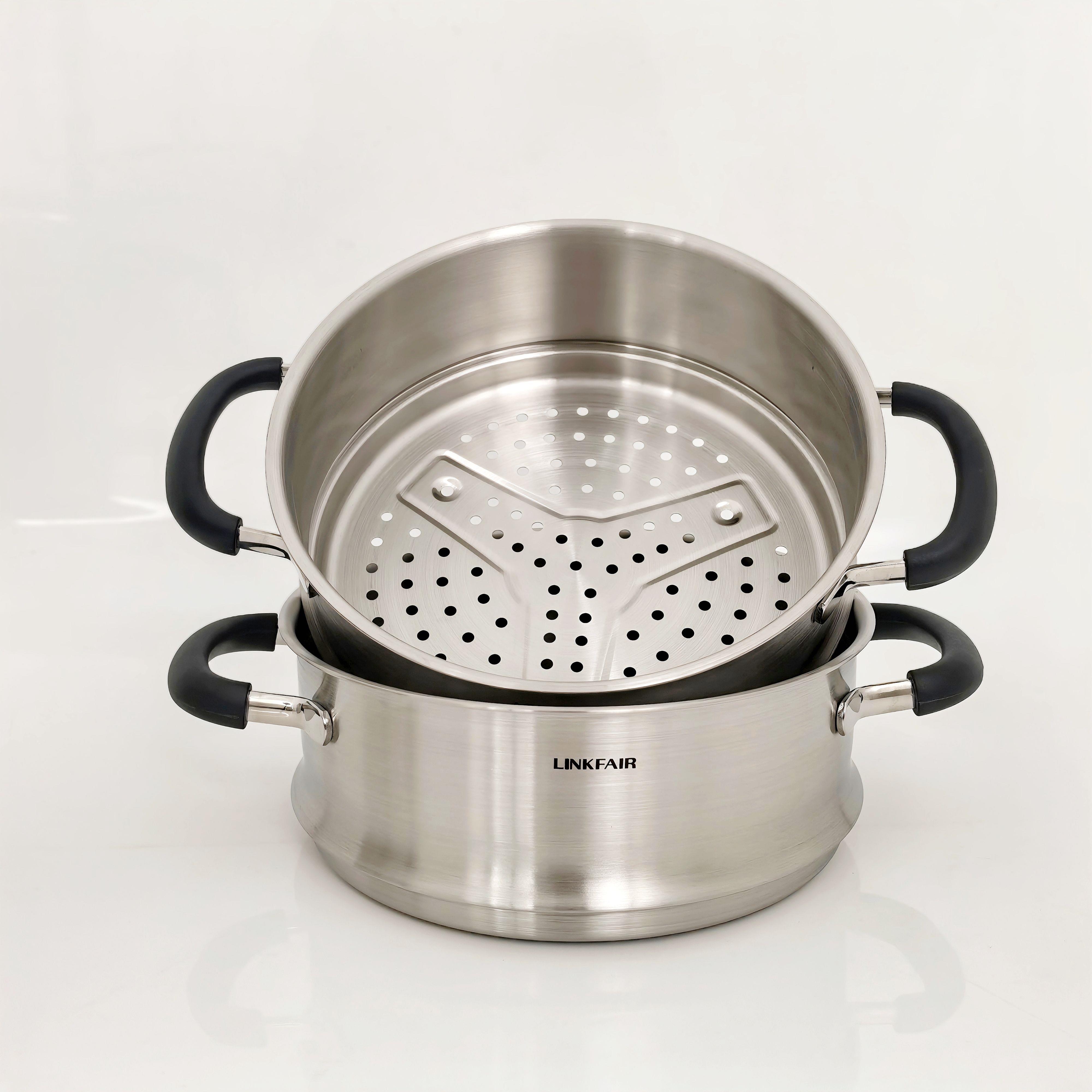 凌丰22cm加高蒸格304不锈钢蒸笼蒸笼家用小锅蒸笼通用蒸锅笼屉