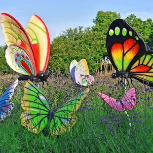 室外模拟蝴蝶雕塑夜光玻璃纤维饰品庭院花海草坪绿化园林景观装 饰