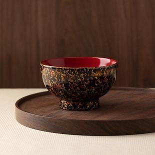 平安社 手工白点花大漆碗木胎漆器工艺品 特别好看的复古高级碗