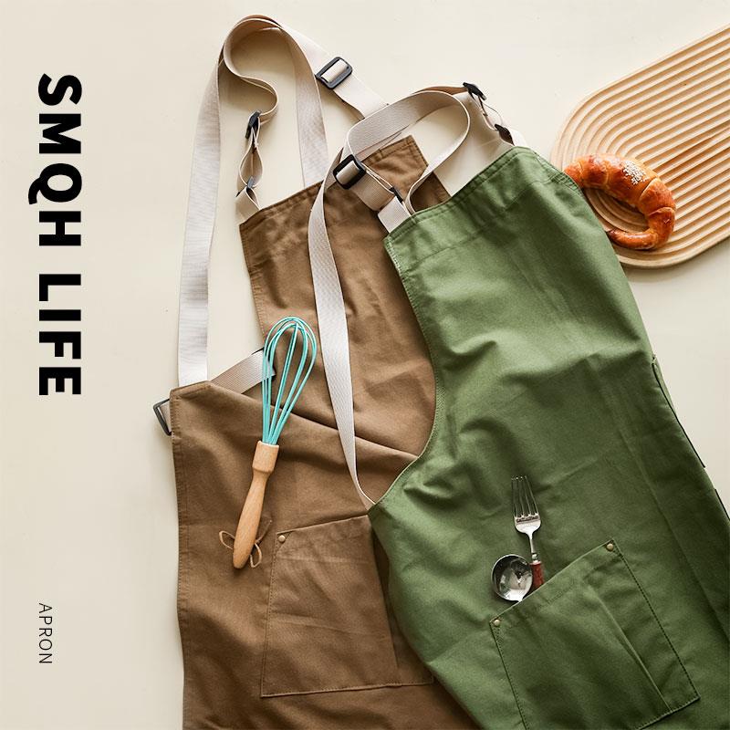 个性咖啡师围裙定制logo餐饮专用奶茶店理发时尚工作服软帆布酷
