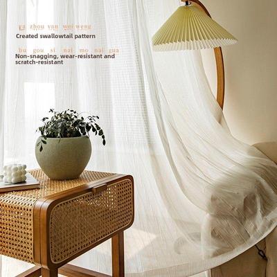 2024新款燕尾皱纱布可达豪华白纱布窗帘客厅卧室阳台凸窗落地窗小