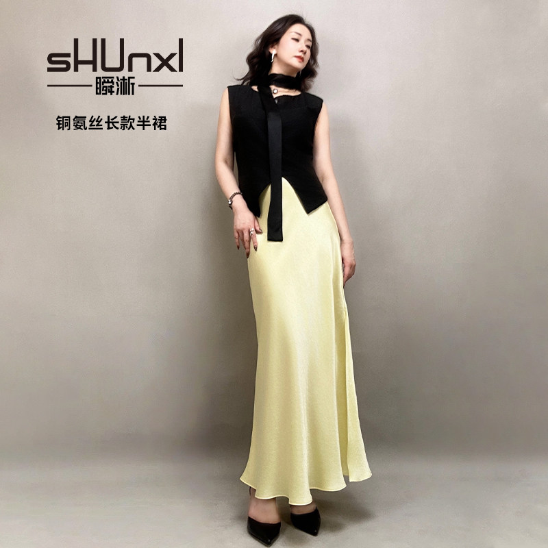 半身裙女夏季绝美醋酸长裙