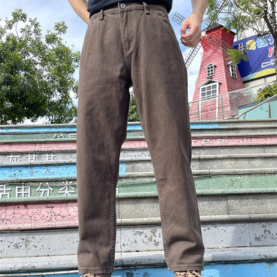 美式复古重磅休闲裤男新款宽松锥形裤纯色百搭直筒工装裤潮牌秋冬