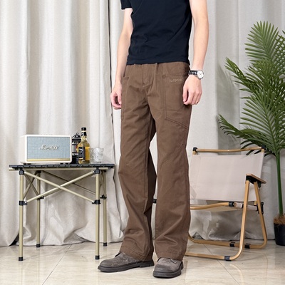 工装风直筒休闲裤男多口袋