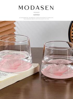 MODASEN丨富士山 NSHD创意粉色玻璃观山杯高档威士忌杯洋酒果汁杯