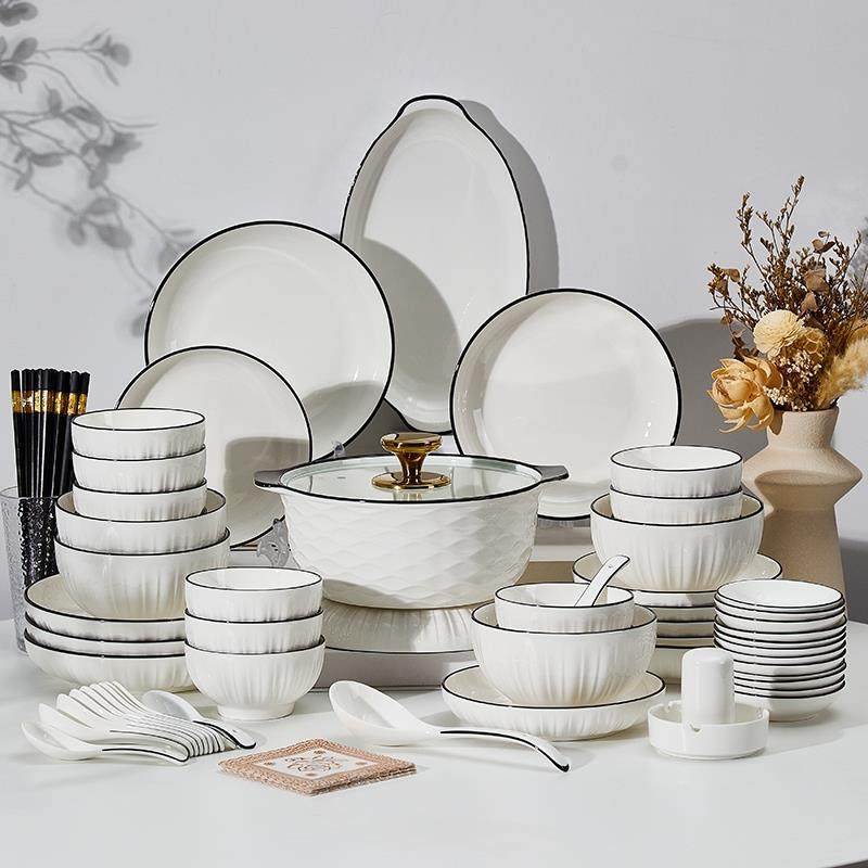 釉下彩陶瓷餐具碗盘碗筷组合碗碟套装家用盘子碗家用2024新款饭碗,餐饮具,碗,淘宝优惠券,粉丝福利购,淘宝优惠卷