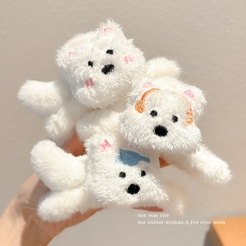 西高地可爱小狗抓夹女后脑勺大号盘发鲨鱼夹子高级感毛绒发夹头饰