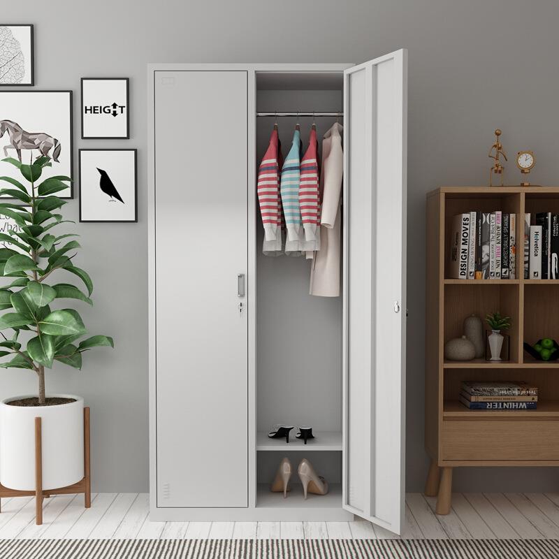 钢制更衣柜二门铁皮储物柜家用换衣柜健身房存储柜员工带锁更衣柜