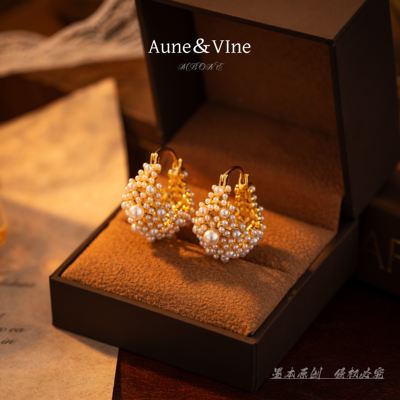 5085【月下耳圈】爆款珍珠耳扣轻奢高级感气质大气金色耳饰