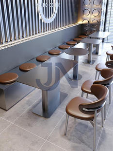 定制工业风卡座沙发商用靠墙长条凳奶茶店餐厅椅子不锈钢桌椅组合