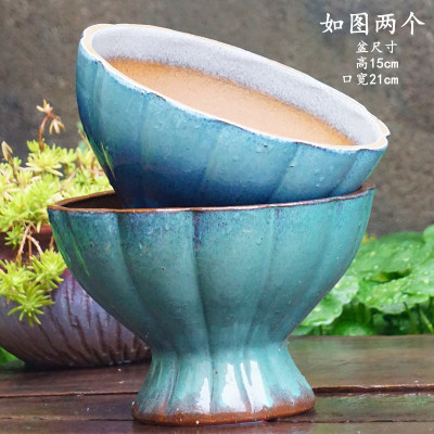 手工粗陶绿植花盆陶罐莲花盆拼盘组合大口径陶瓷多肉盆植物老桩盆