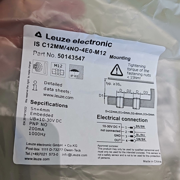 劳易测ISC12MM4NO-4E0-M12货号501435议价