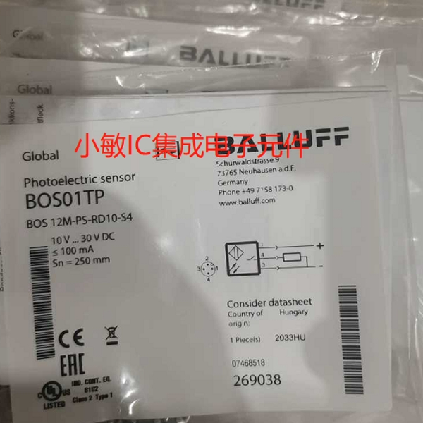 BALLUFF巴鲁夫BOS 12M-PS-RD10-S4传器BOS01TP