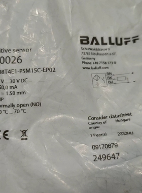 BALLUFF传感器  BCS0026