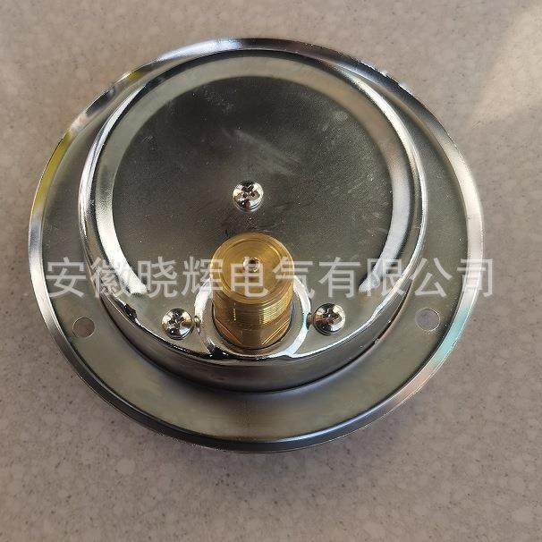 YN-100ZT黄铜接头螺纹轴向带边嵌装式耐震压力表不锈钢表壳Y-100B
