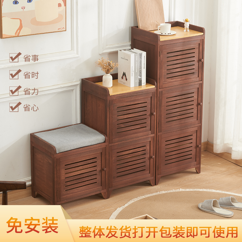 简约门口家用鞋架换鞋凳门厅柜收纳柜收纳柜R书柜实木鞋凳整装