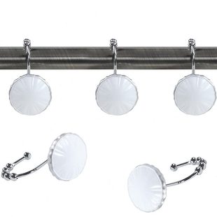 欧式特惠新潮百搭经典同款五滚珠装饰性干湿分离浴帘挂钩一套12个