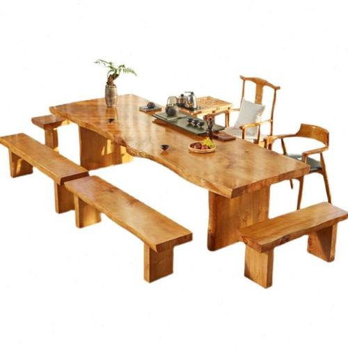 新中式实木茶几茶桌椅组合简约现D代大板桌原木茶台办公室功夫喝