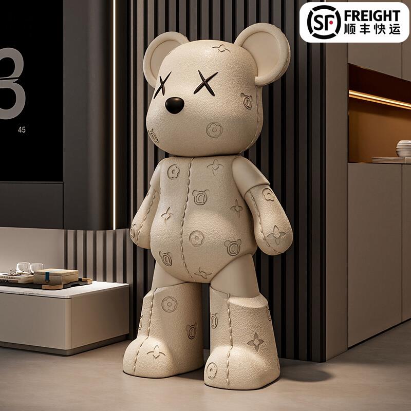 皮革纹暴力熊摆件客厅电视柜沙发大型落地软装饰品乔迁新居礼品