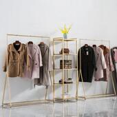 店挂衣架男女装 服装 店货架简约衣服架子金色 展示架落地式 铁艺服装