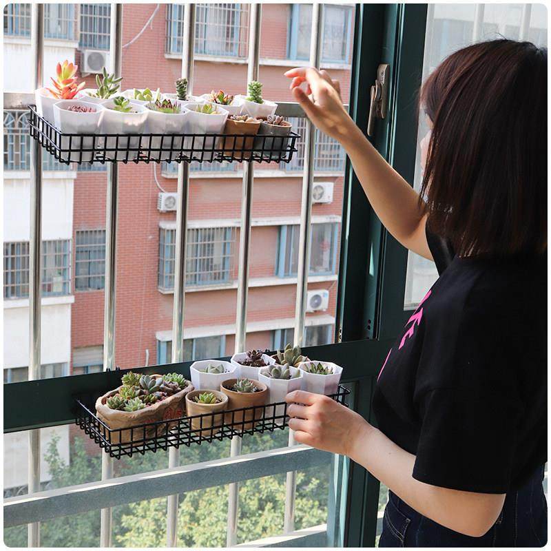 阳台多肉收纳挂篮浴室厨房免打孔置物挂架铁艺栏杆悬挂式窗沿花架,收纳整理,整理架/置物架/收纳架,淘宝优惠券,粉丝福利购,淘宝优惠卷