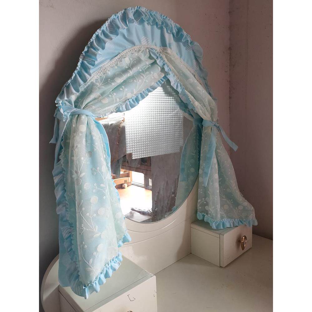 新型椭圆曲面镜罩简单现代防尘保护梳妆台镜罩布