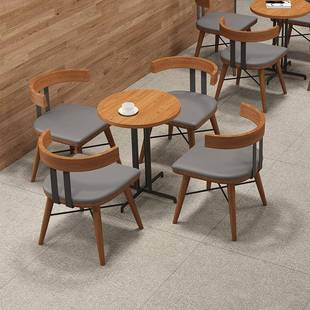 咖啡厅沙发书吧公司休息区接待洽谈简约实木卡座咖啡馆桌椅创意