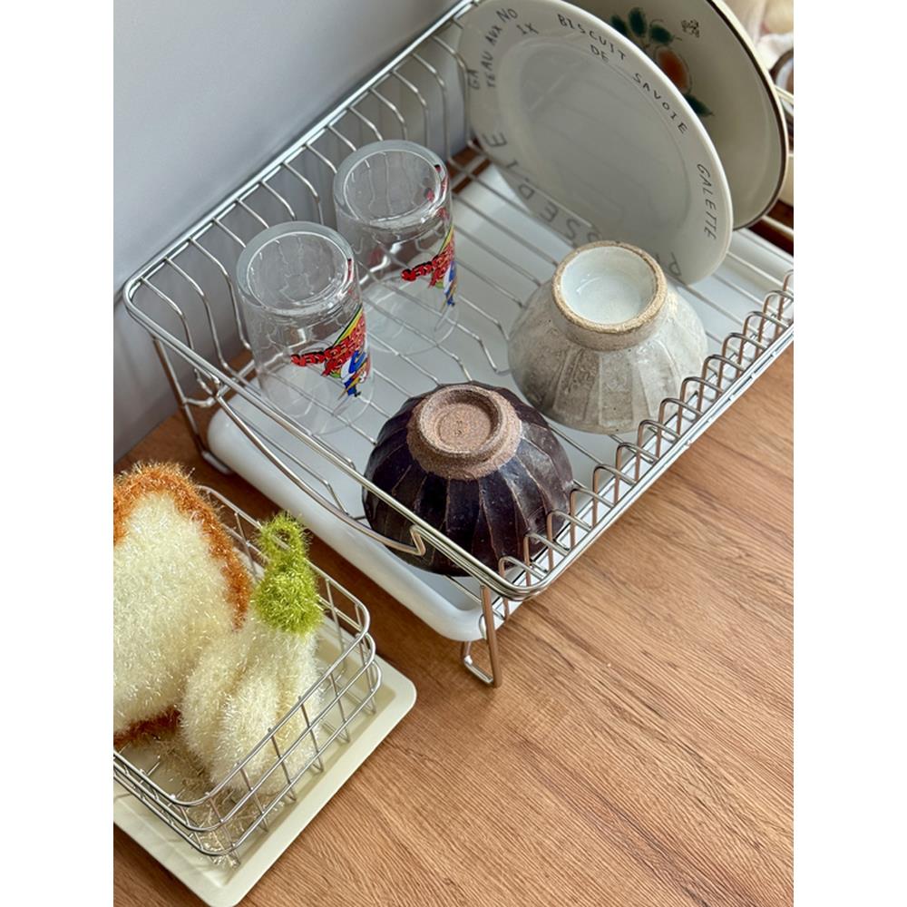 不锈钢碗架沥水架厨房置物架橱柜碗碟架杯子收纳架化妆洗漱置物篮