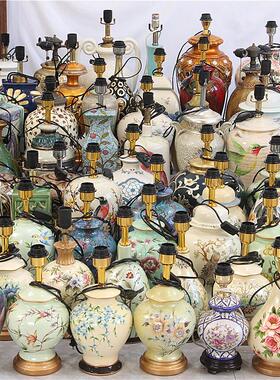 孤品-欧式陶瓷手绘台灯客厅摆设酒店样板间装饰摆件卧室床头柜灯