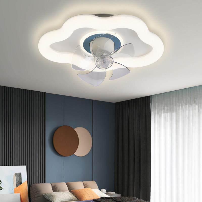 风扇灯卧室吸顶灯现代简约云朵电扇灯摇头主卧一体吊扇灯儿童房灯