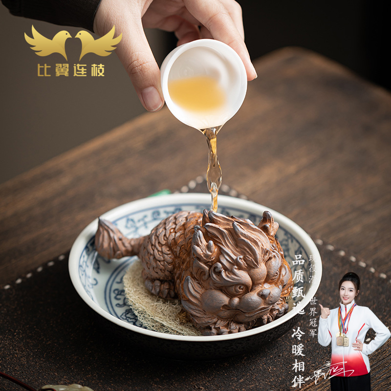 【比翼连枝】麒麟老岩泥茶宠摆件
