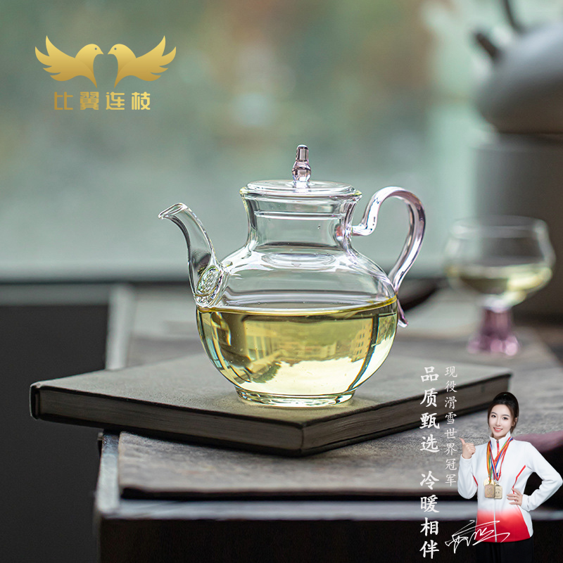【比翼连枝】紫薇高硼硅玻璃茶壶